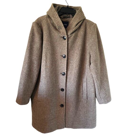 Lands End Womens Hooded Wool Blend Winter Coat Jacket Plus Size 20W Brown - Picture 1 of 4